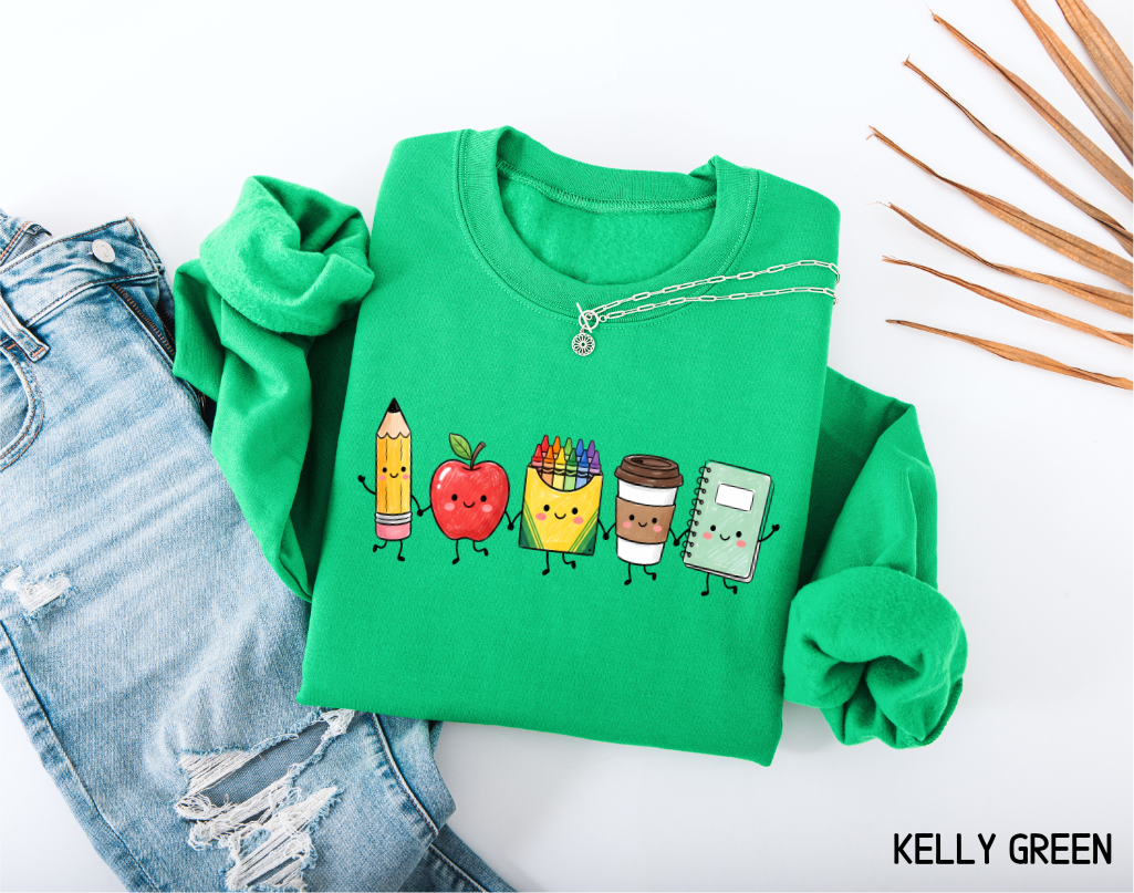 Cute School Icons Adult Sweatshirt