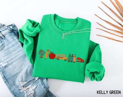 School Day Icons Adult Sweatshirt