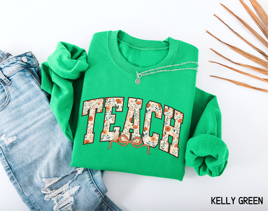 Teach Coquette Bow Adult Sweatshirt