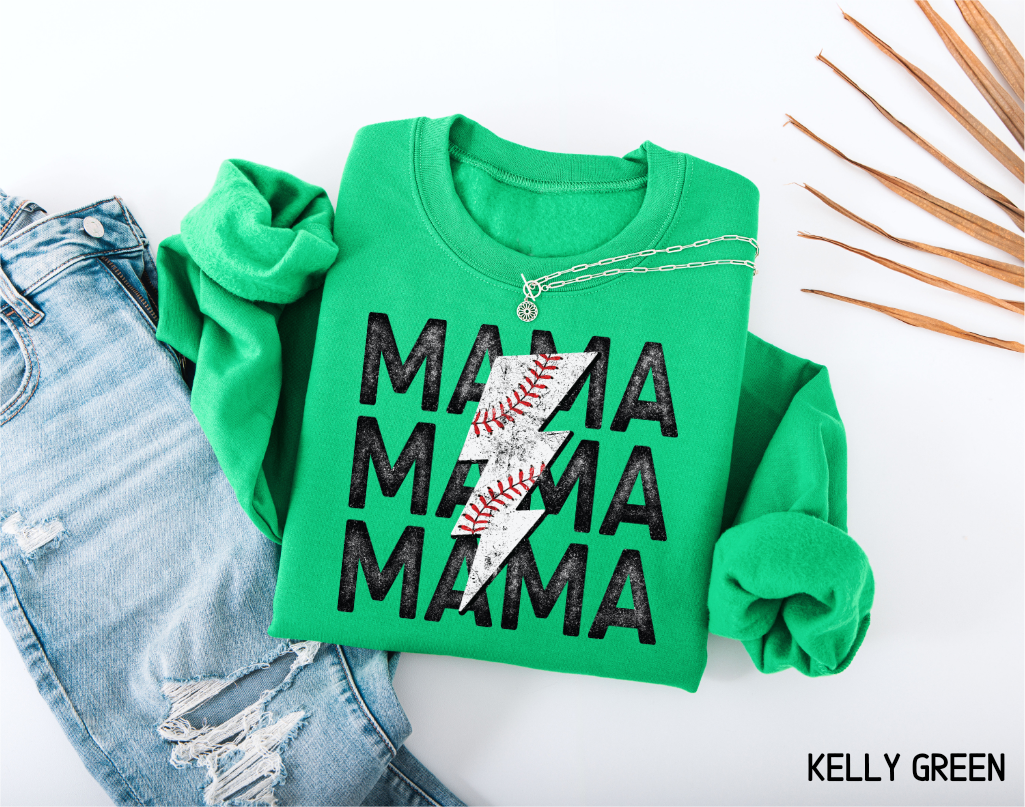 Mama Baseball Bolt Adult Sweatshirt