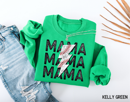 Mama Baseball Bolt Adult Sweatshirt