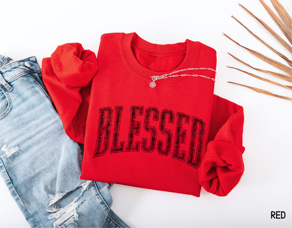 Distressed Blessed Adult Sweatshirt