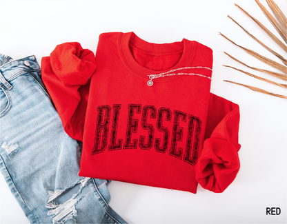 Distressed Blessed Adult Sweatshirt
