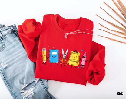 Cute School Supplies Adult Sweatshirt
