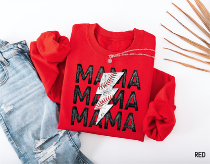 Mama Baseball Bolt Adult Sweatshirt