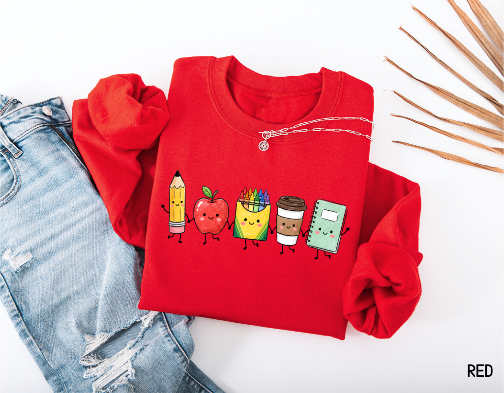 Cute School Icons Adult Sweatshirt