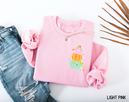 Front and Back Colorful Pumpkin Adult Sweatshirt