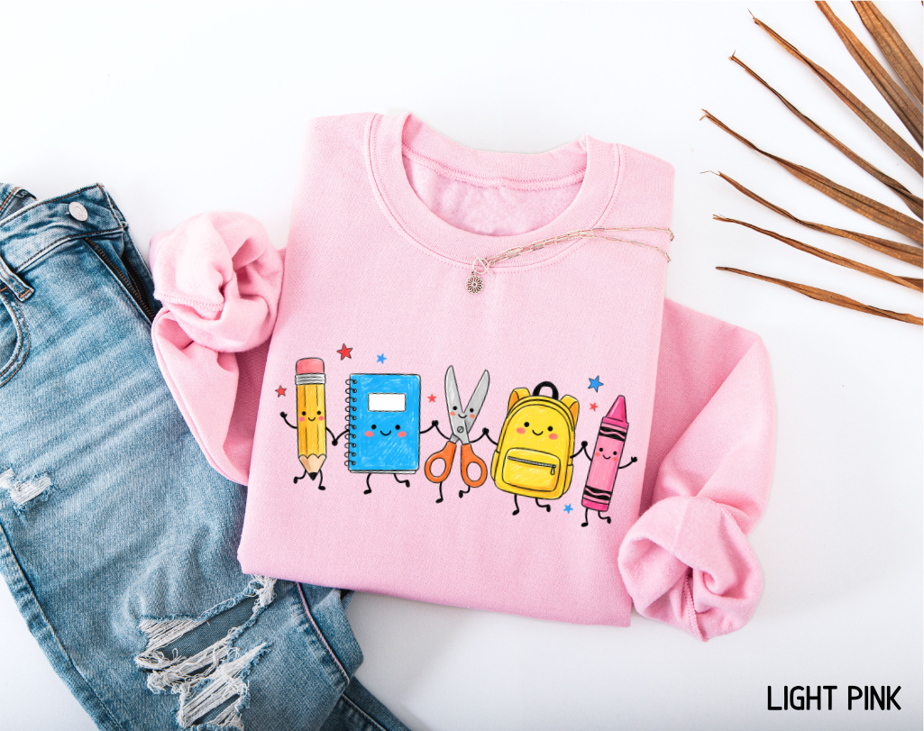 Cute School Supplies Adult Sweatshirt