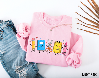 Cute School Supplies Adult Sweatshirt