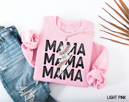 Mama Baseball Bolt Adult Sweatshirt