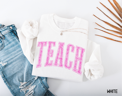 Pink Teach Adult Sweatshirt