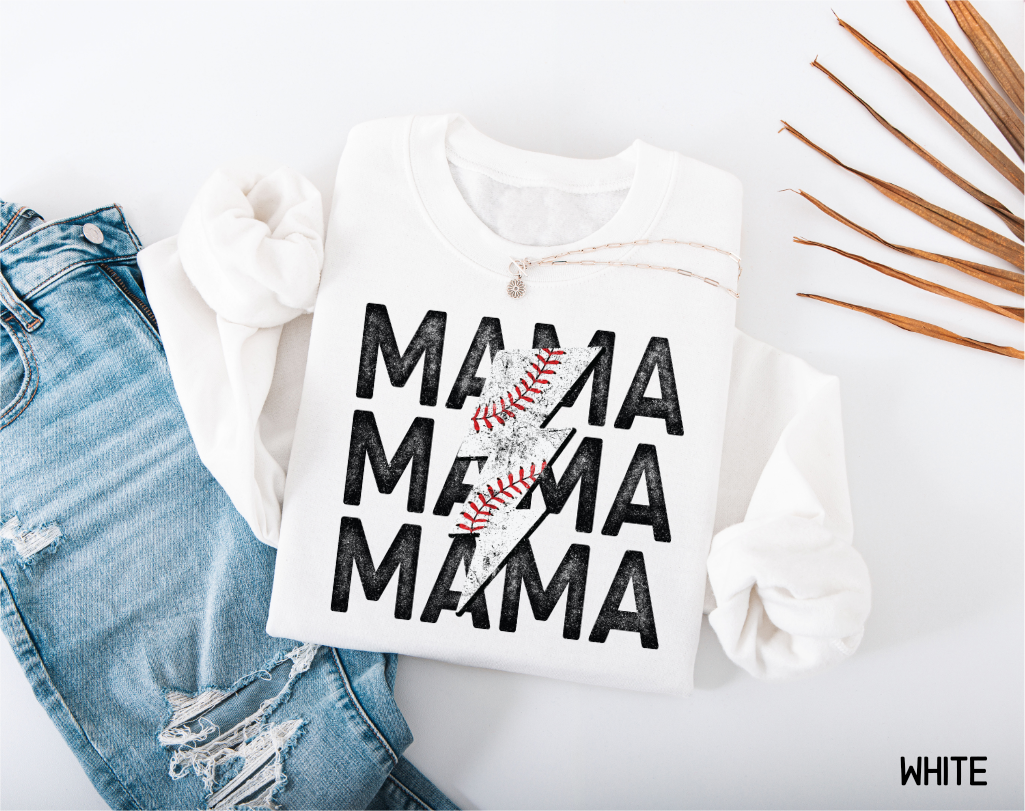 Mama Baseball Bolt Adult Sweatshirt