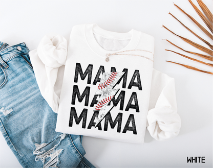 Mama Baseball Bolt Adult Sweatshirt