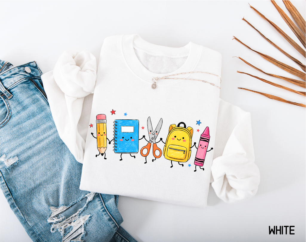 Cute School Supplies Adult Sweatshirt