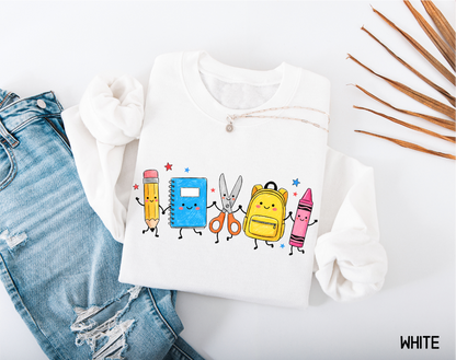 Cute School Supplies Adult Sweatshirt
