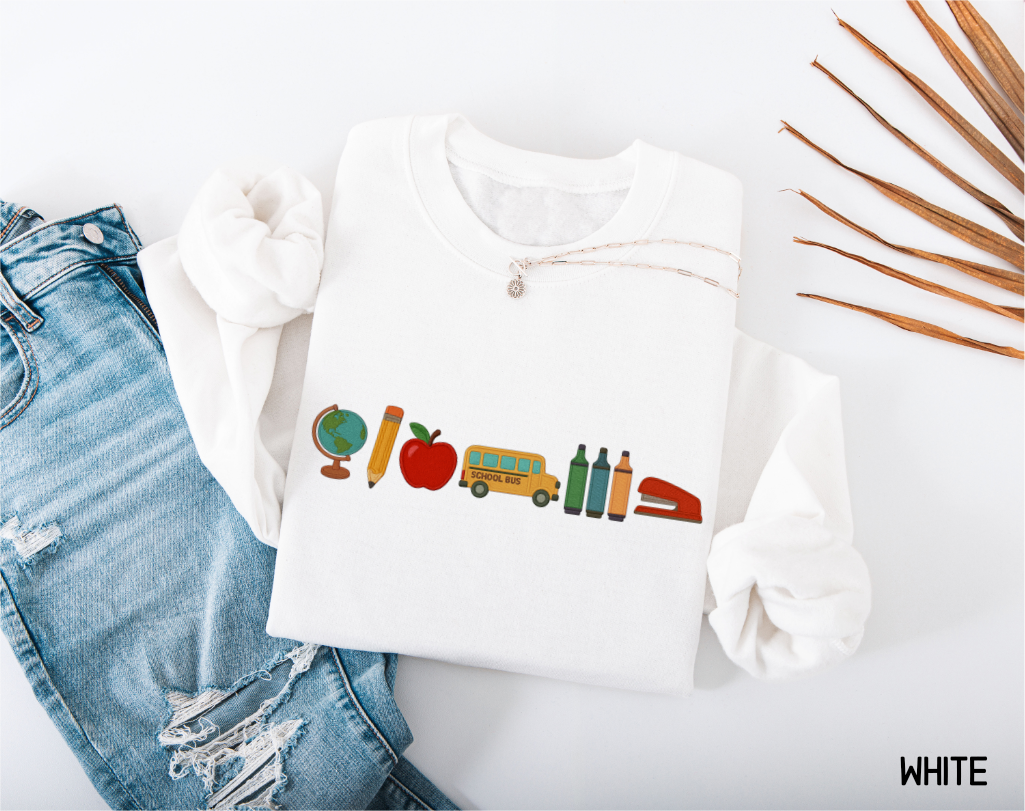 School Day Icons Adult Sweatshirt