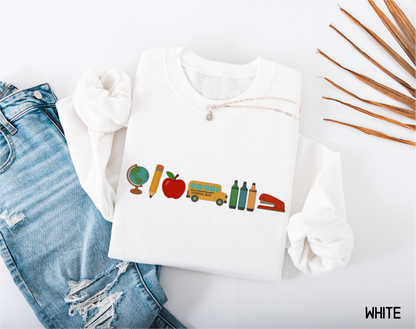 School Day Icons Adult Sweatshirt