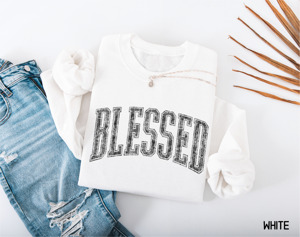 Distressed Blessed Adult Sweatshirt