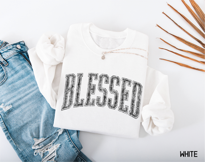 Distressed Blessed Adult Sweatshirt