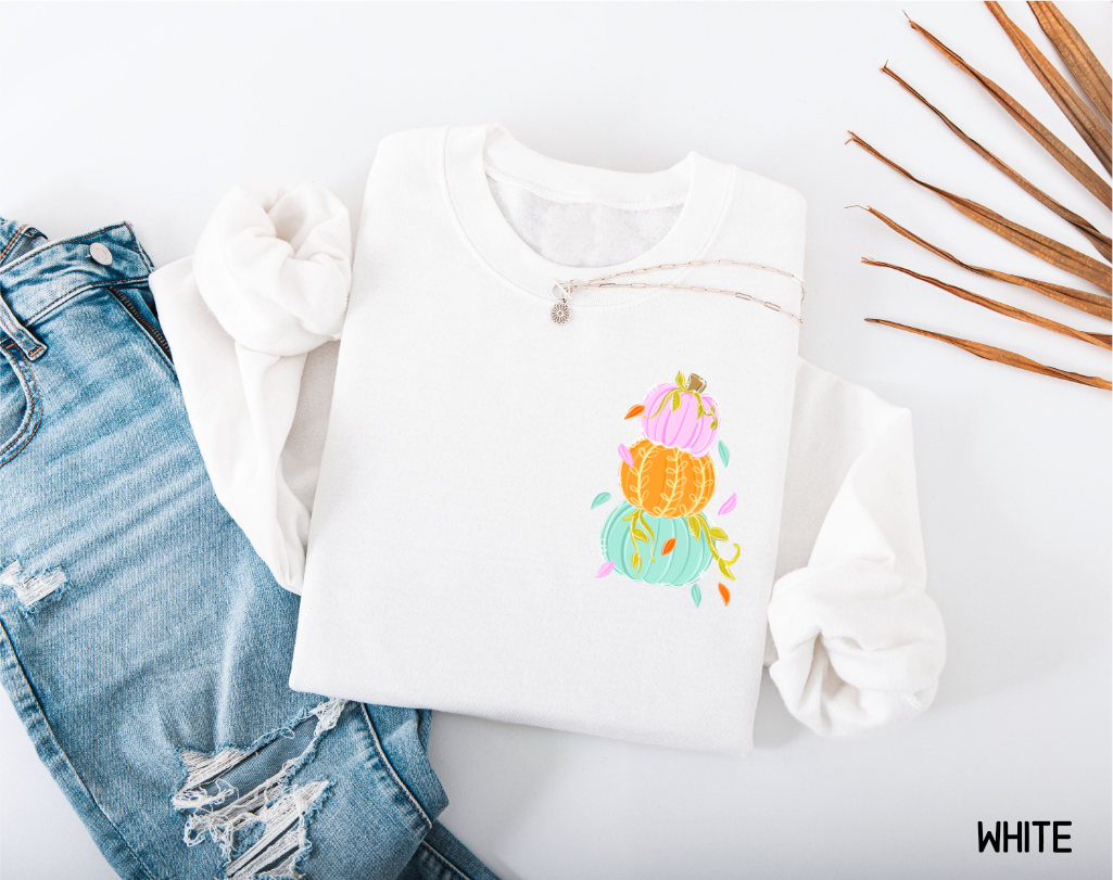 Front and Back Colorful Pumpkin Adult Sweatshirt
