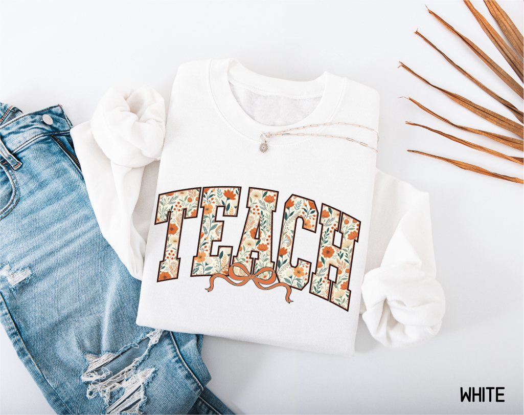 Teach Coquette Bow Adult Sweatshirt