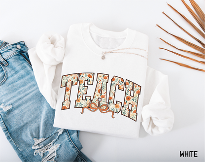 Teach Coquette Bow Adult Sweatshirt