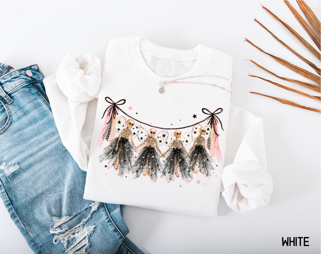 Dancing Skeleton Garland Adult Sweatshirt