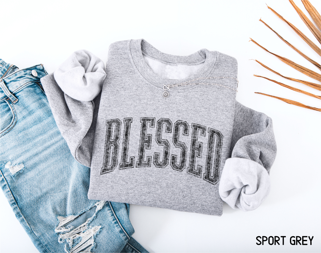 Distressed Blessed Adult Sweatshirt