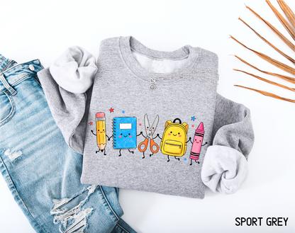 Cute School Supplies Adult Sweatshirt