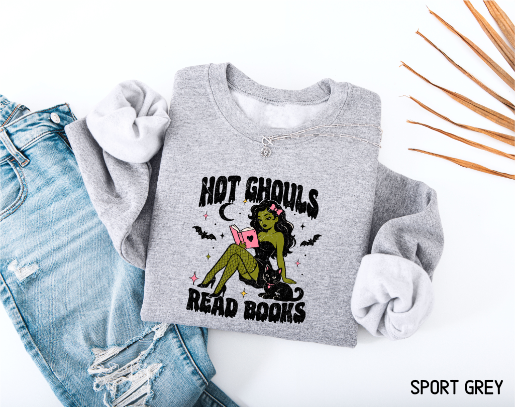 Hot Ghouls Read Books Adult Sweatshirt