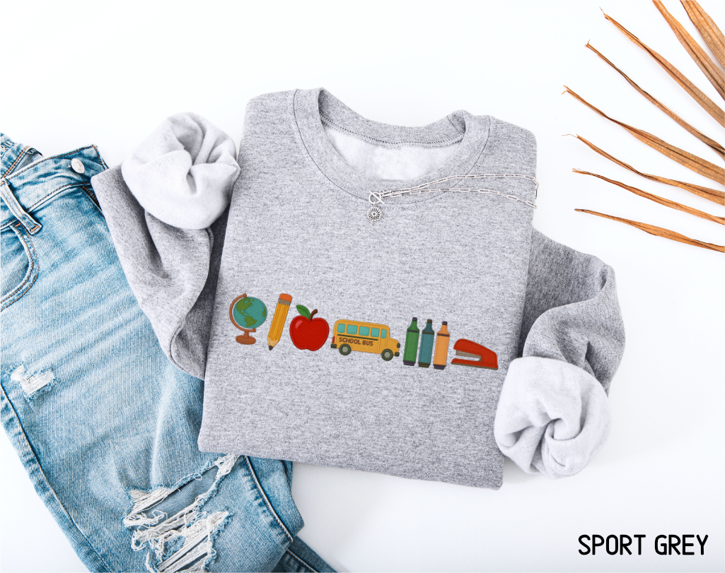 School Day Icons Adult Sweatshirt