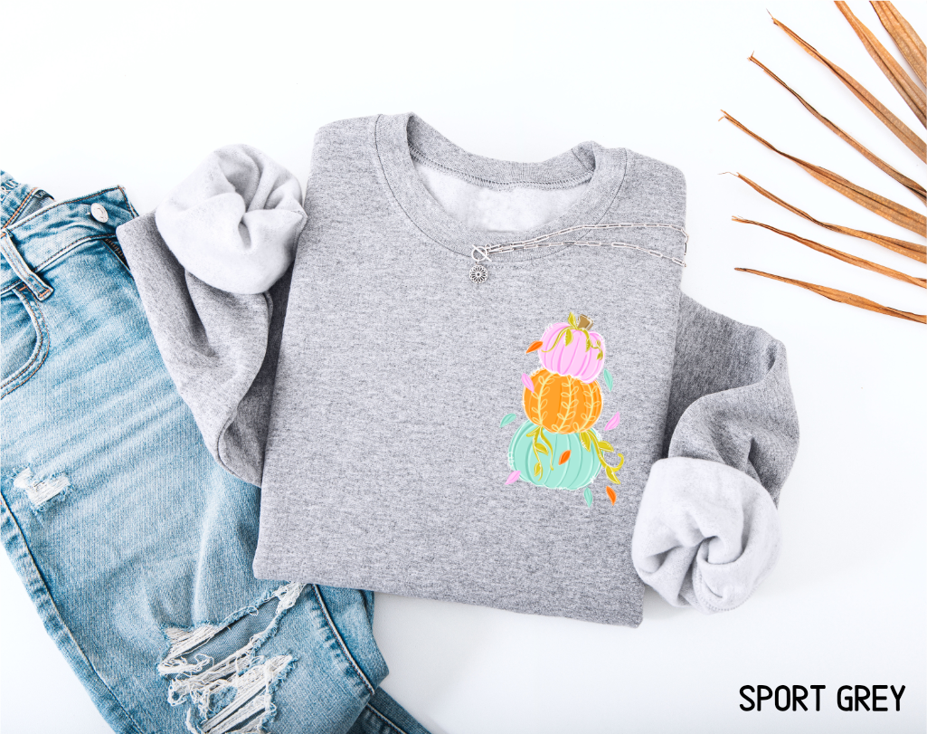 Front and Back Colorful Pumpkin Adult Sweatshirt