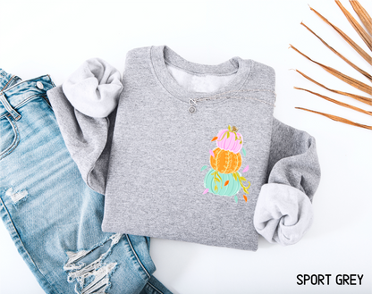 Front and Back Colorful Pumpkin Adult Sweatshirt