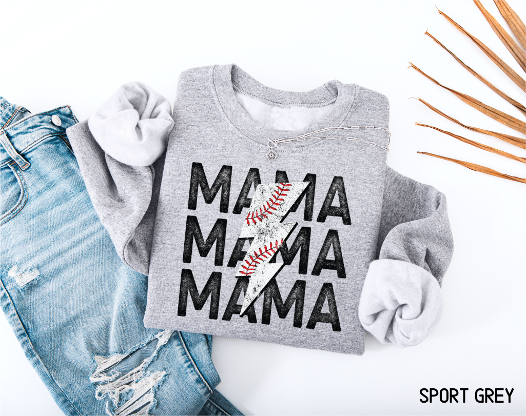 Mama Baseball Bolt Adult Sweatshirt