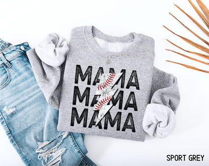 Mama Baseball Bolt Adult Sweatshirt