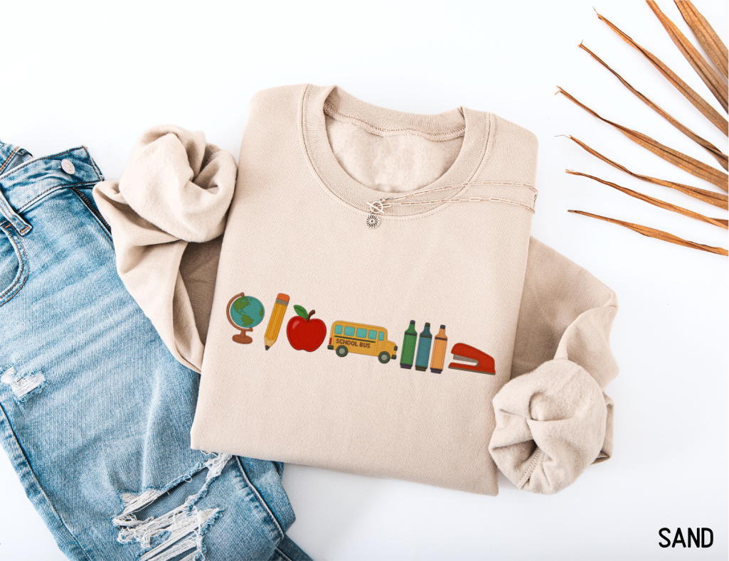 School Day Icons Adult Sweatshirt