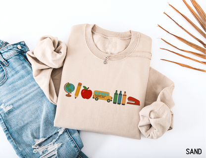School Day Icons Adult Sweatshirt