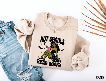 Hot Ghouls Read Books Adult Sweatshirt