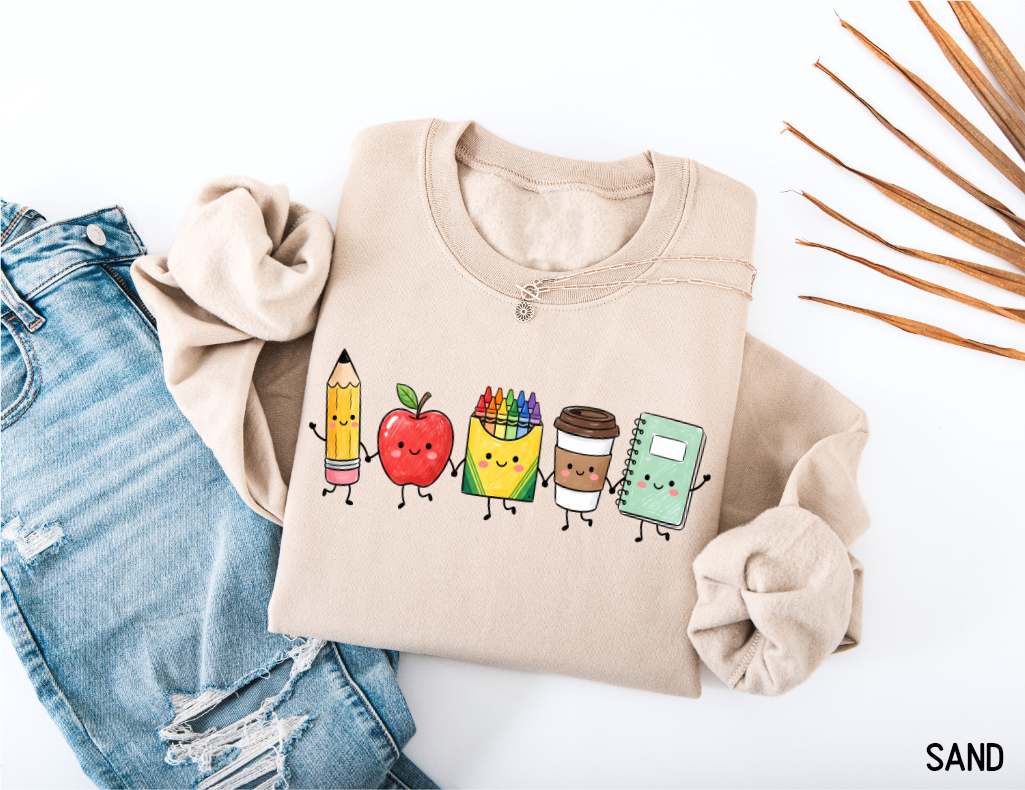 Cute School Icons Adult Sweatshirt