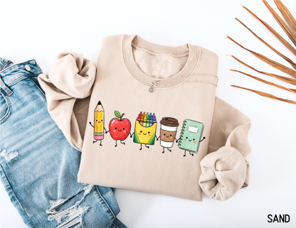 Cute School Icons Adult Sweatshirt