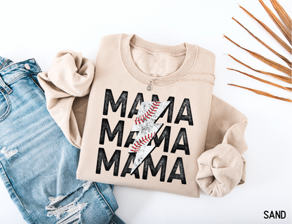Mama Baseball Bolt Adult Sweatshirt