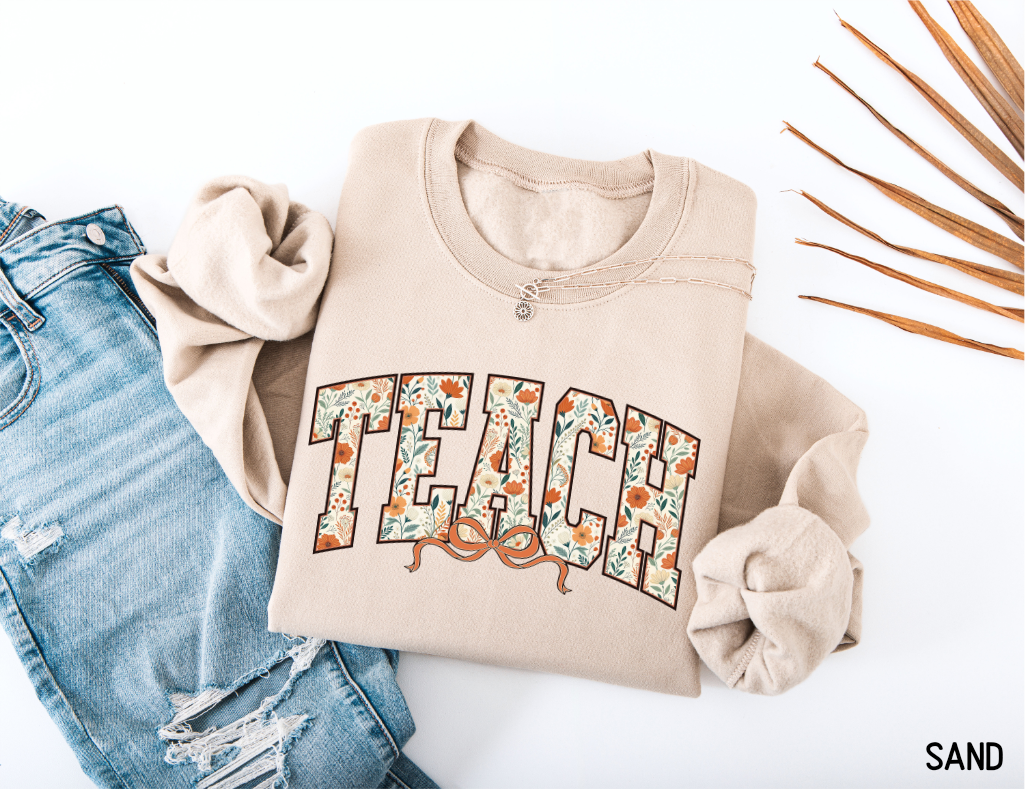 Teach Coquette Bow Adult Sweatshirt