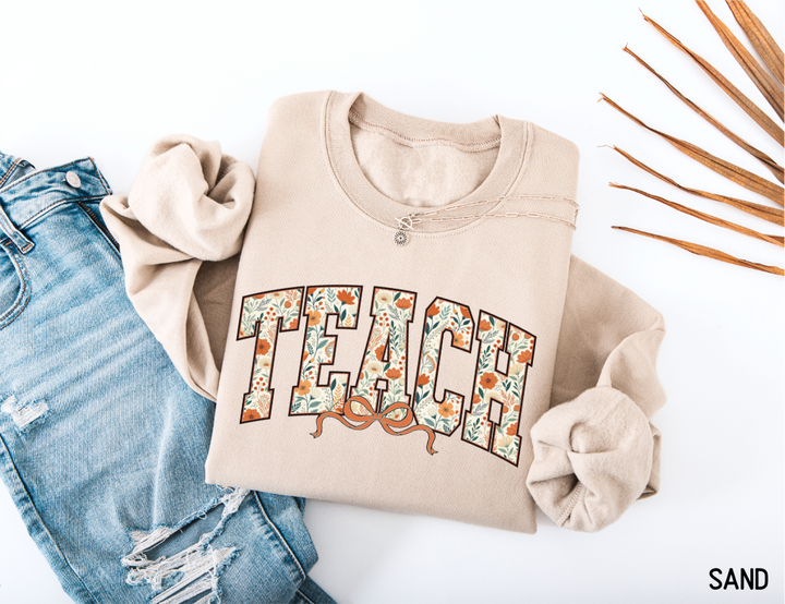 Teach Coquette Bow Adult Sweatshirt