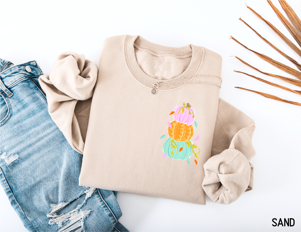 Front and Back Colorful Pumpkin Adult Sweatshirt