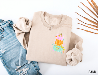 Front and Back Colorful Pumpkin Adult Sweatshirt