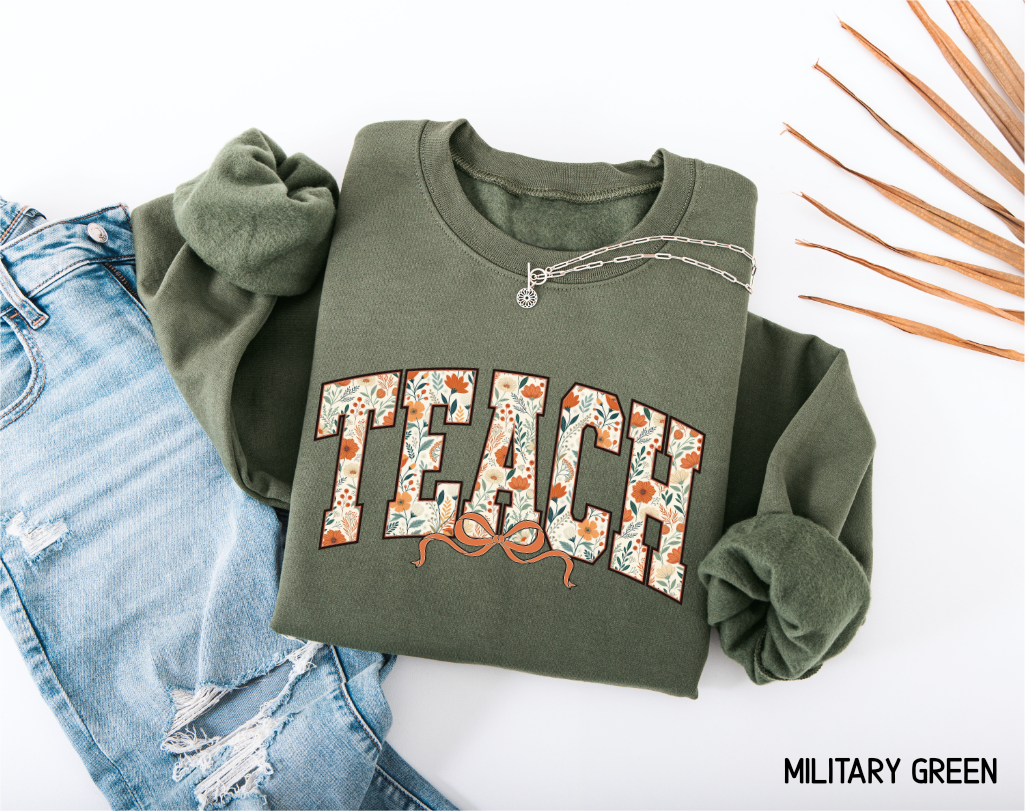 Teach Coquette Bow Adult Sweatshirt