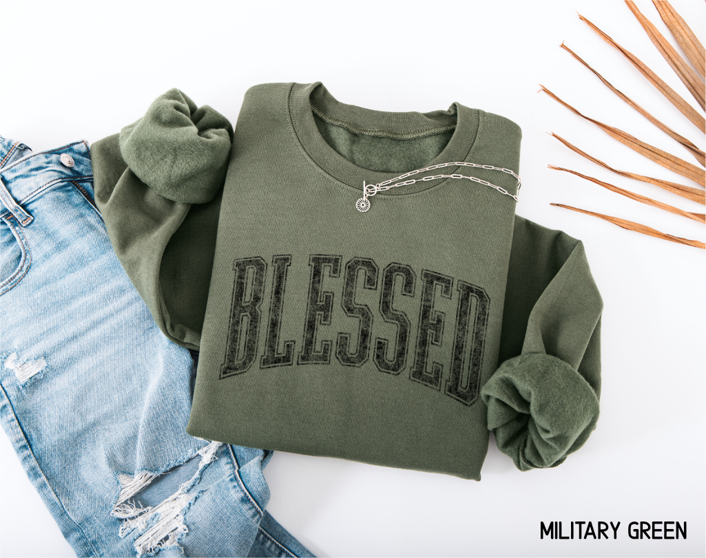 Distressed Blessed Adult Sweatshirt