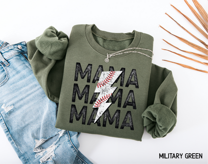 Mama Baseball Bolt Adult Sweatshirt