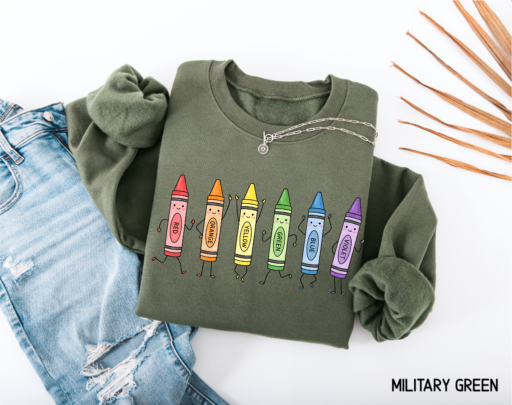 Crayons Teacher Adult Sweatshirt
