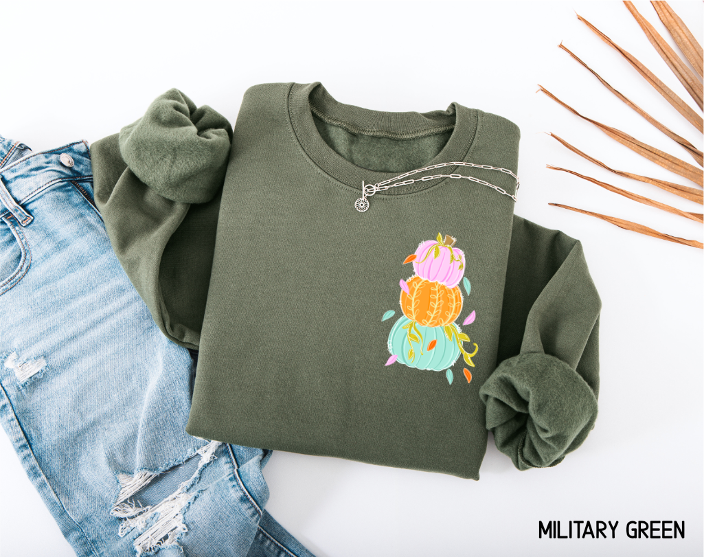 Front and Back Colorful Pumpkin Adult Sweatshirt